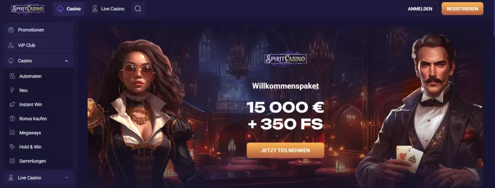 Spirit Casino Bonus bis zu 15000 Euro und 350 Freispiele